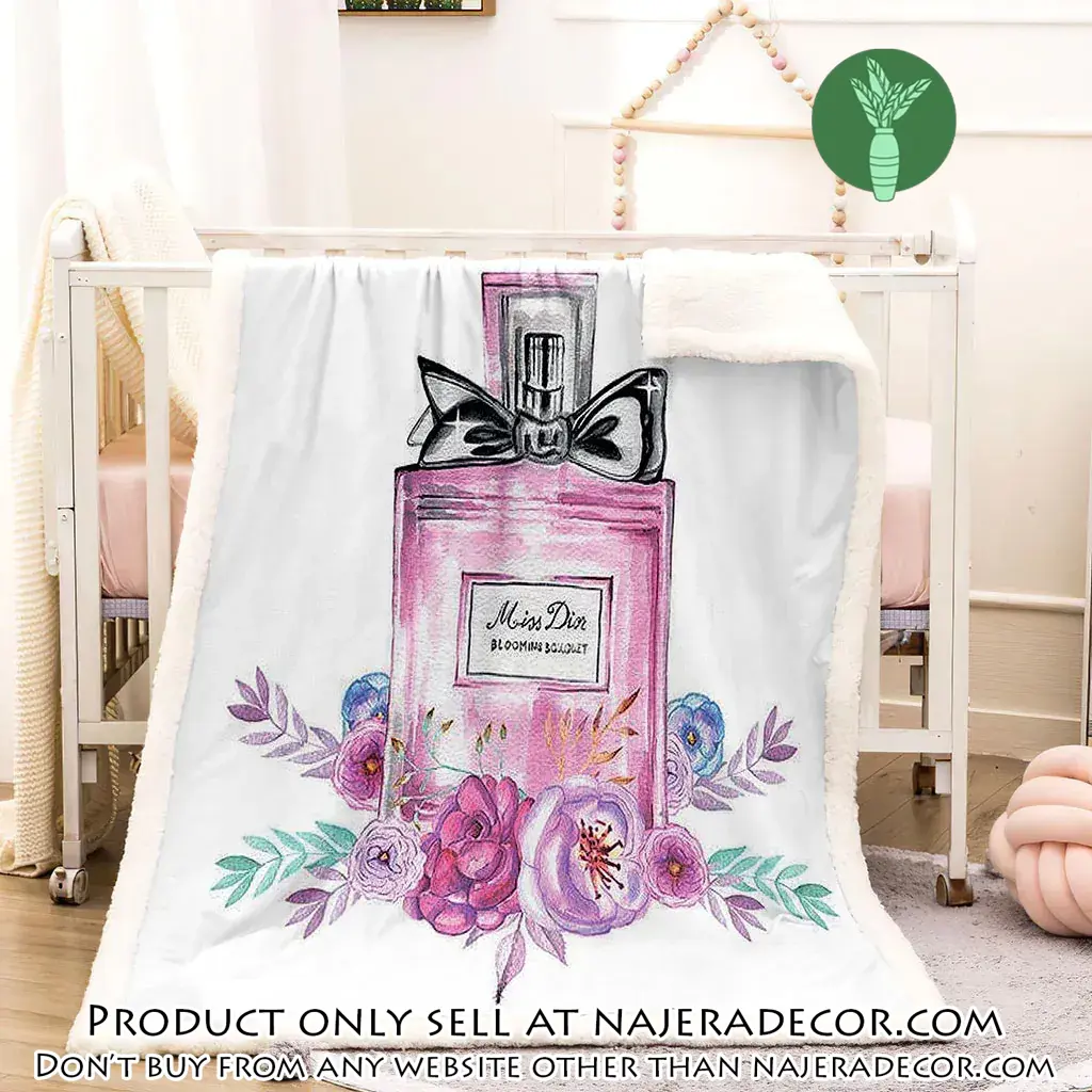 Chanel rose perfum luxury brand premium blanket fleece home decor njr1959026